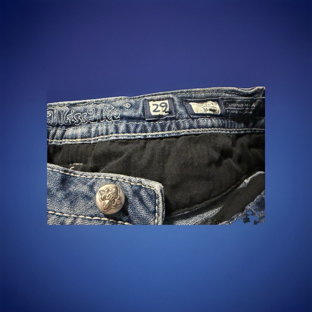 Miss Me Jeans Womens 29 Bootcut Flare Leopard Sequin Embellished Medium Wash - Picture 9 of 12